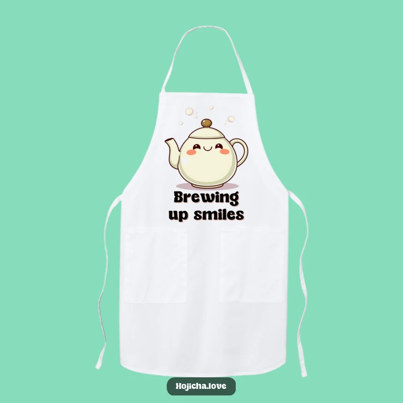 Funny Hojicha Teapot Grin Apron: Cook with Cheerful Bubbles & Style