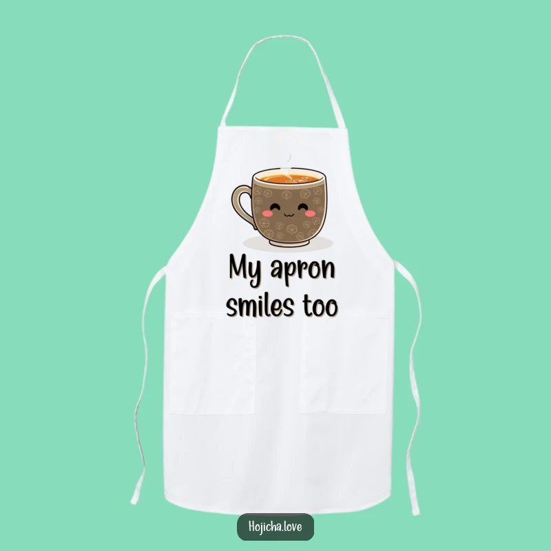 Funny Hojicha Whisked Pattern Apron - Happy Chef's Wear - Tea Time Fun