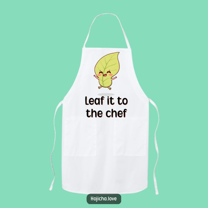 Funny Hojicha Tea Leaf Apron: Cook with Cheerful Energy & Style