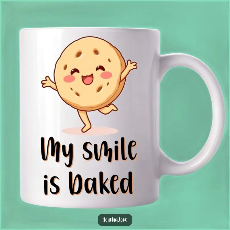 Funny Cartwheeling Hojicha Cookie Mug - Beaming Treat Lover Gift