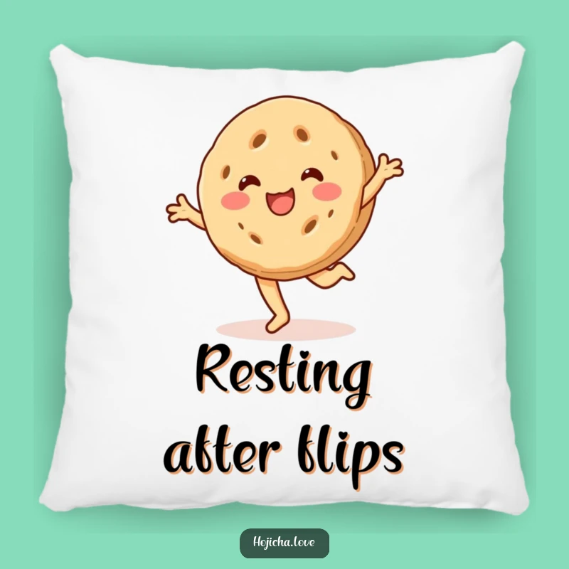 Funny Cartwheeling Hojicha Cookie Pillow - Beaming Comfort for Treat Lovers