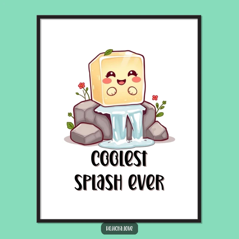 Funny Hojicha Ice Cube Digital Print: Instant Giggle Wall Art