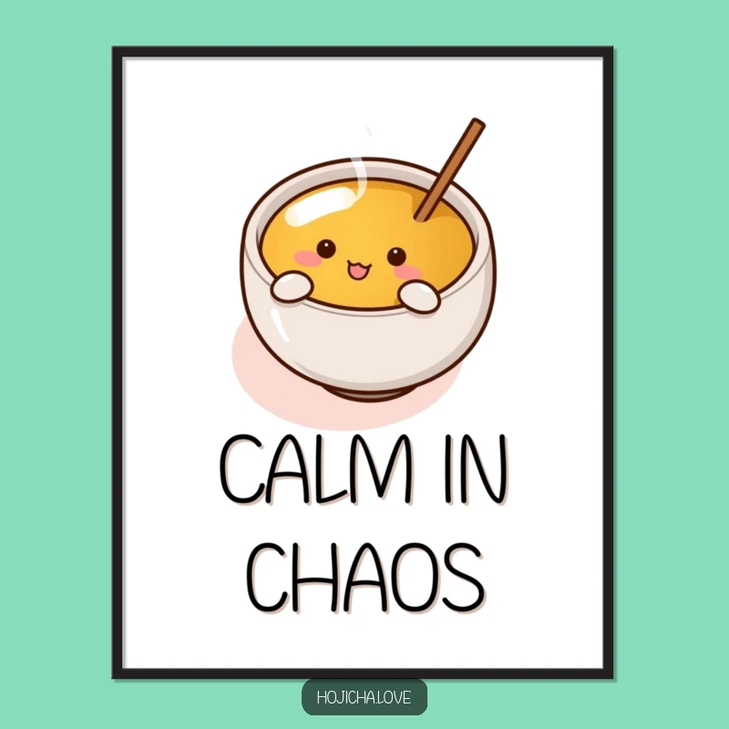 Funny Hojicha Cup Digital Art - Enthusiastic Stirrer for Instant Gifts