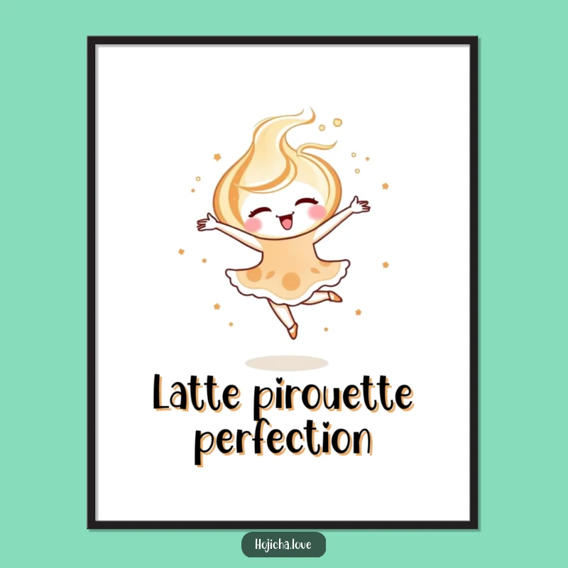 Funny Hojicha Latte Art Digital Print: Instant Elegant Wall Art