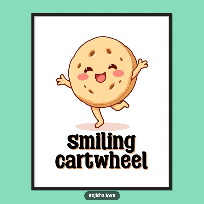 Funny Cartwheeling Hojicha Cookie Digital Art - Beaming Treat Printable