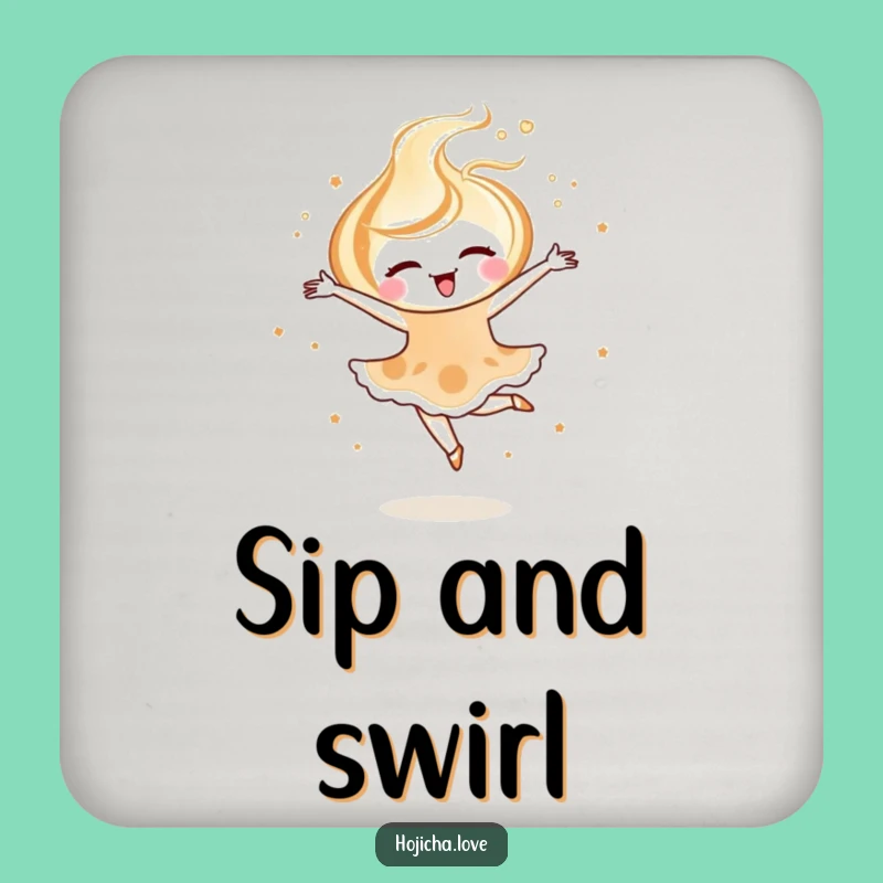 Funny Hojicha Latte Art Coaster Set: Protect Surfaces with Style