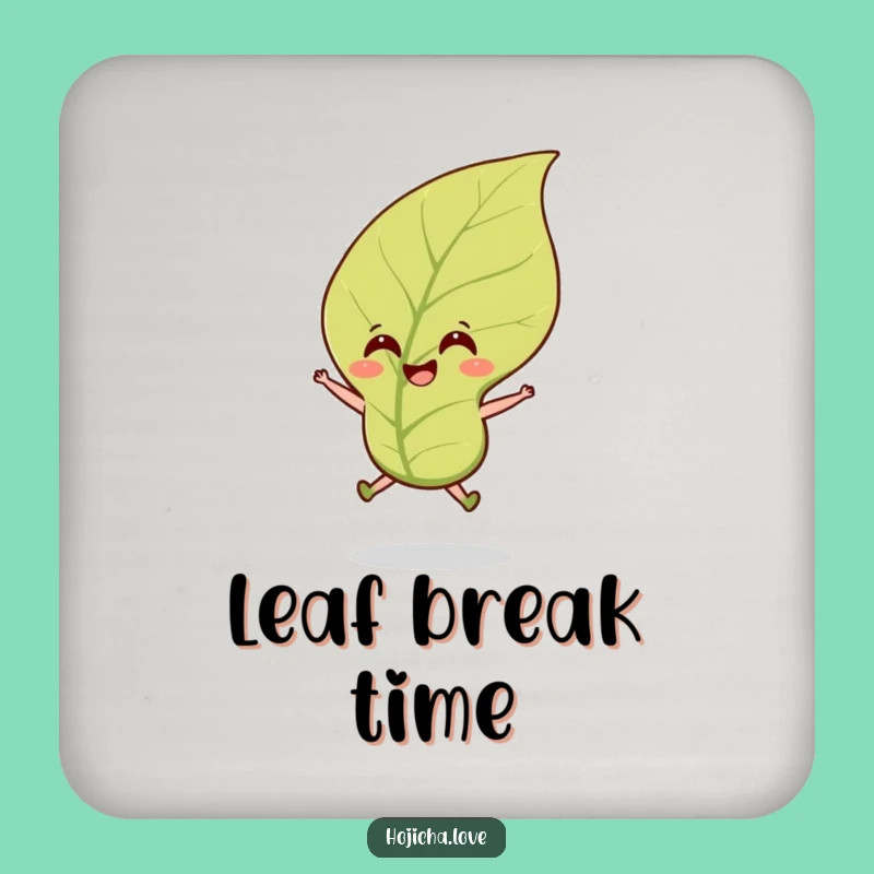 Funny Hojicha Tea Leaf Coaster Set: Protect Surfaces with Cheerful Style