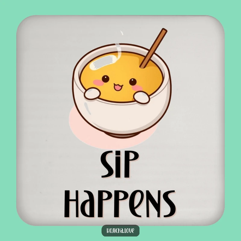 Funny Hojicha Cup Coaster - Enthusiastic Stirrer for Table Gifts