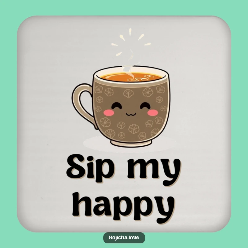Funny Hojicha Whisked Pattern Coaster - Smiling Surface Protection