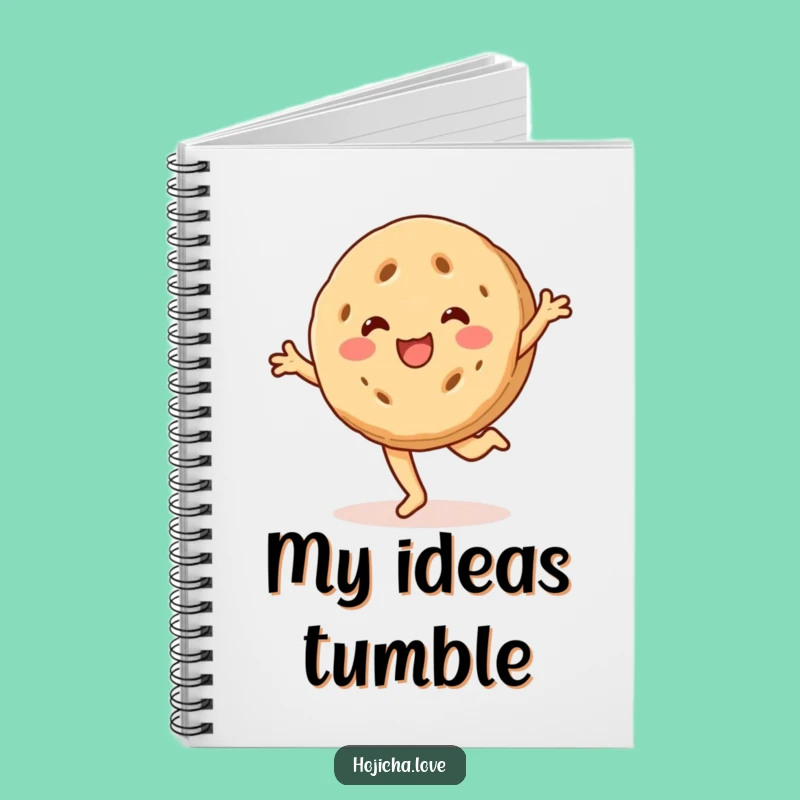 Funny Cartwheeling Hojicha Cookie Notebook - Beaming Ideas for Treat Fans