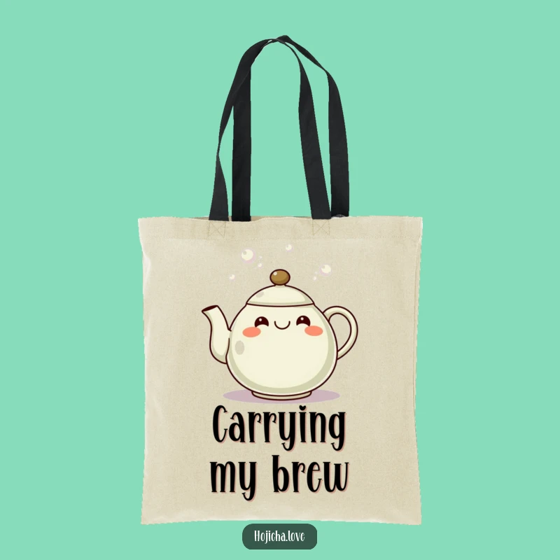 Funny Hojicha Teapot Grin Tote Bag: Carry Your Cheer Everywhere